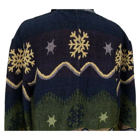 Flashback Vtg Art to Wear Cotton Tapestry Jacket Sz L Shawl Collar Southwestern - Picture 5 of 7